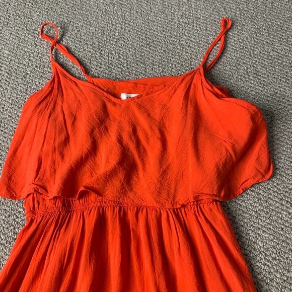 H&M X Coachella Womens Dress Size 12‎ Red Orange Sleeveless Mini Elastic Waist - Picture 2 of 11